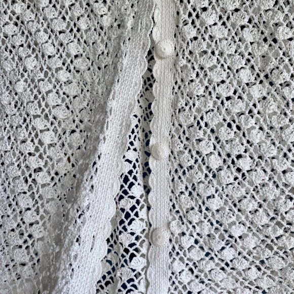 Vintage Crochet White Cottagecore Cardigan - Picture 10 of 13